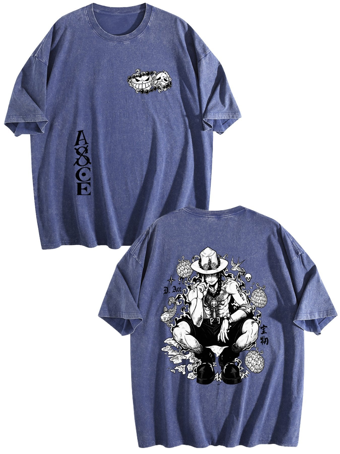 One Piece Double‑Sided Print Vintage Washed Anime T‑Shirt