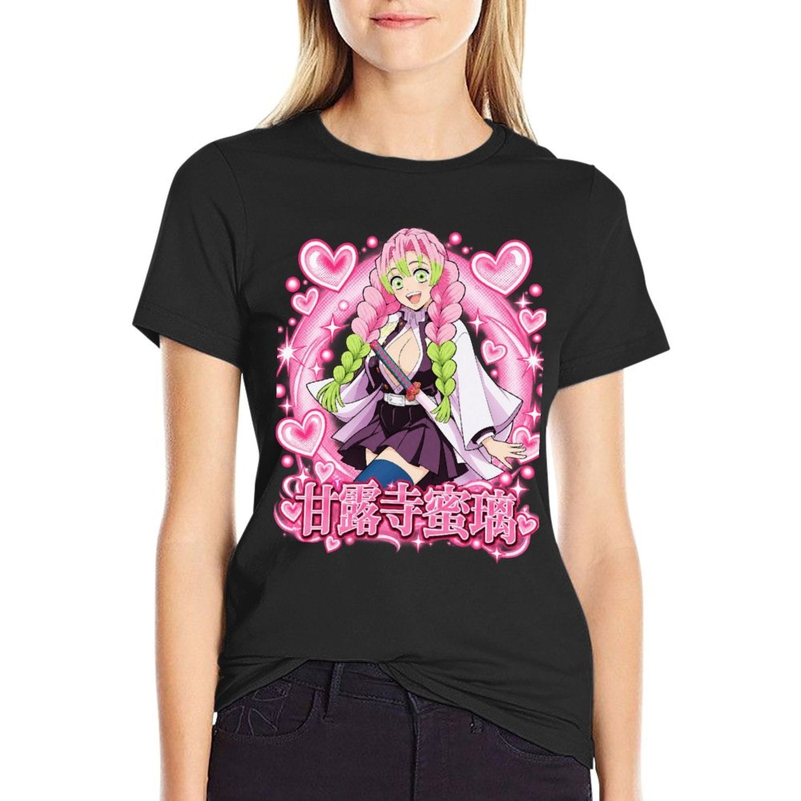 Demon Slayer Mitsuri Kanroji Heart Frame Graphic Oversized Men Tee