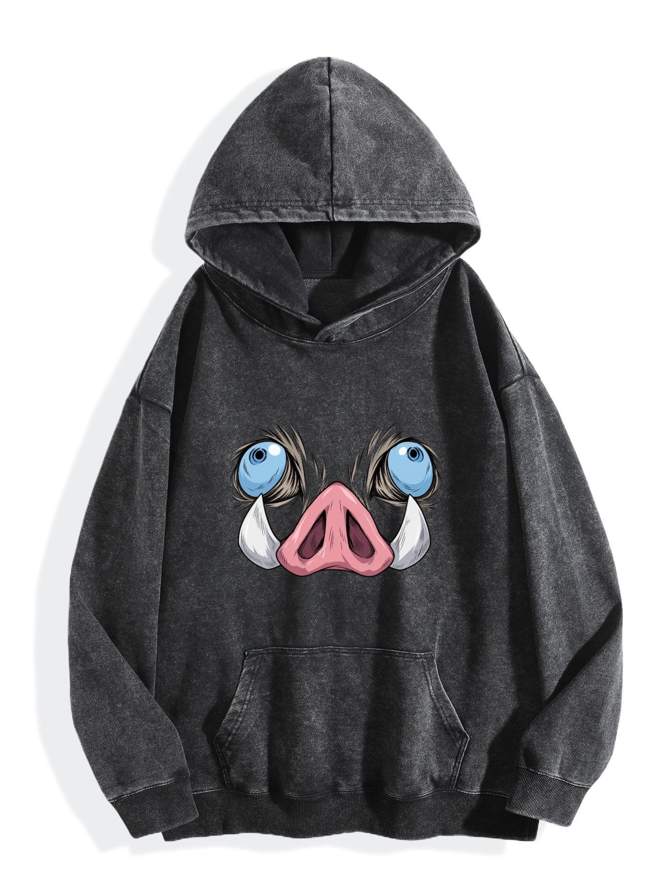 Demon Slayer Inosuke Boar Mask Vintage Wash Oversized Hoodie