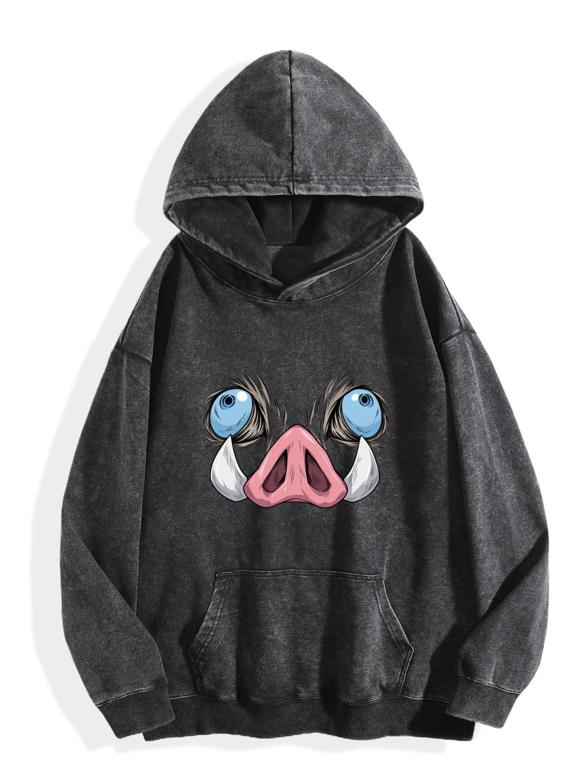 Demon Slayer Inosuke Boar Mask Vintage Wash Oversized Hoodie