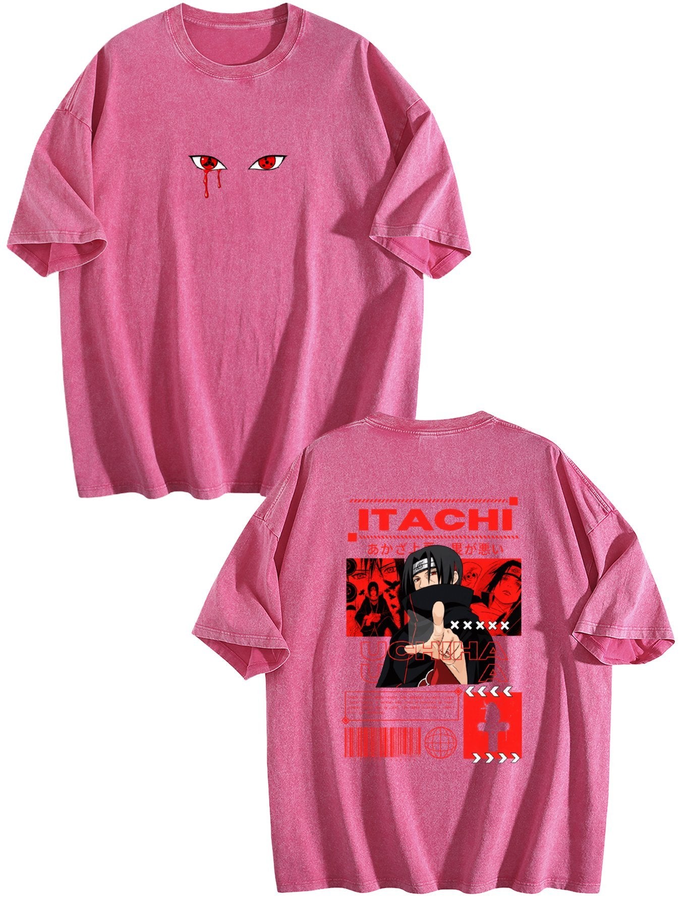 Naruto Itachi Uchiha Double‑Sided Vintage Washed Anime T‑Shirt