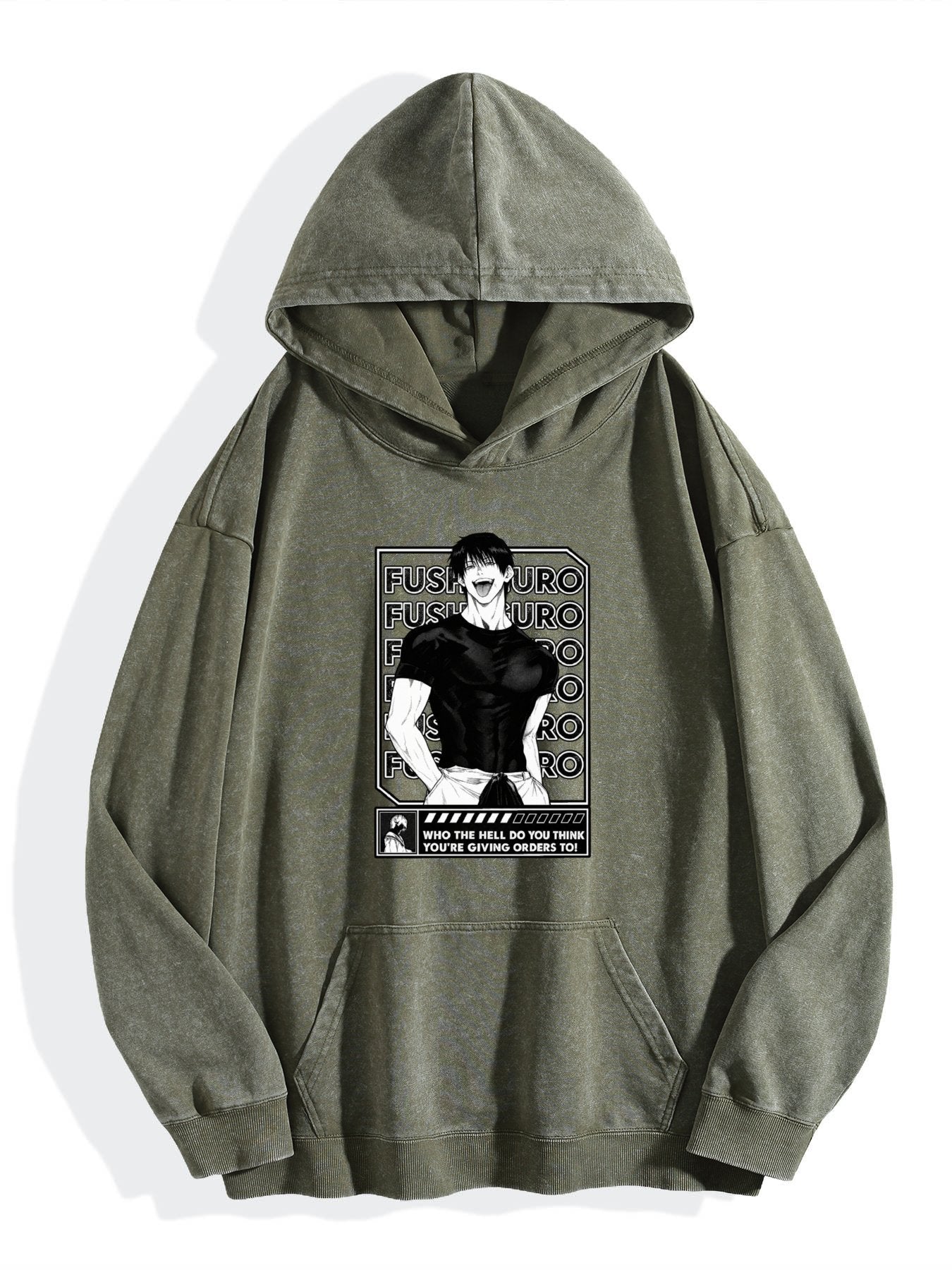 Jujutsu Kaisen Fushiguro Framed Monochrome Vintage Wash Oversized Hoodie
