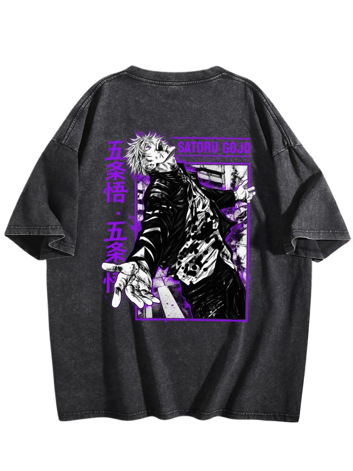 Jujutsu Kaisen Gojo Satoru Printed Vintage Washed Short‑Sleeve T‑Shirt