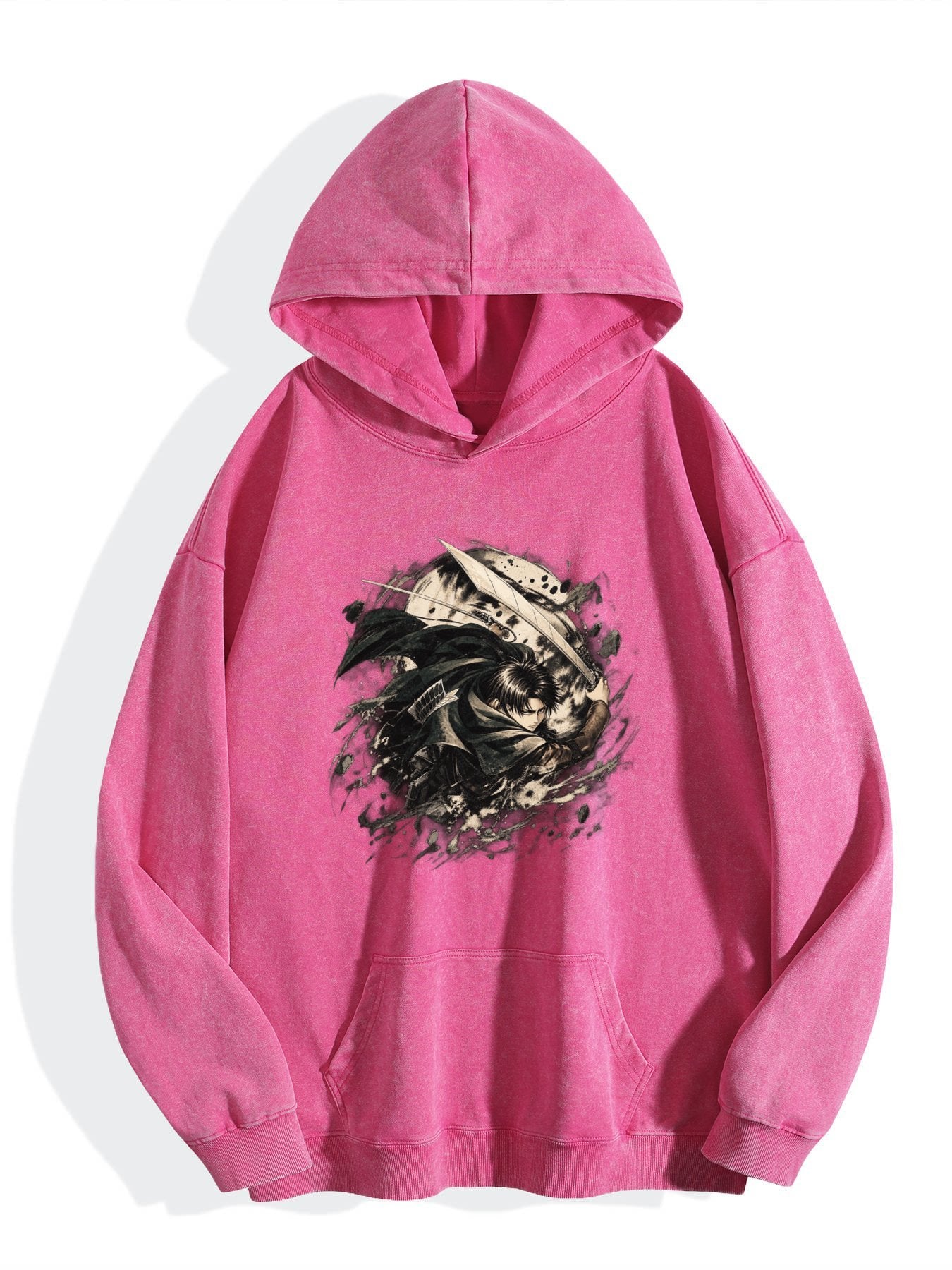 Attack On Titan Eren Circular Vintage Wash Oversized Hoodie