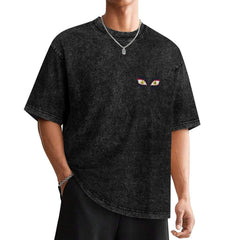 Demon Slayer Akaza Eyes Chest Logo Oversized Washed Men Tee