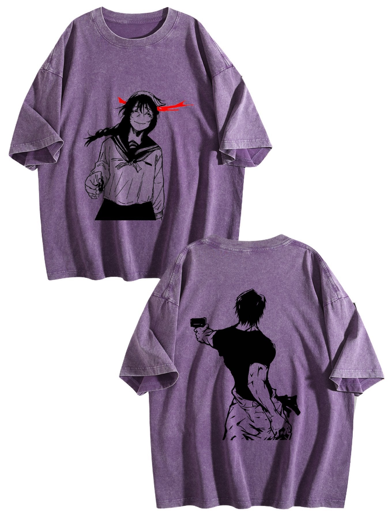 Jujutsu Kaisen Double‑Sided Print Vintage Washed Anime T‑Shirt