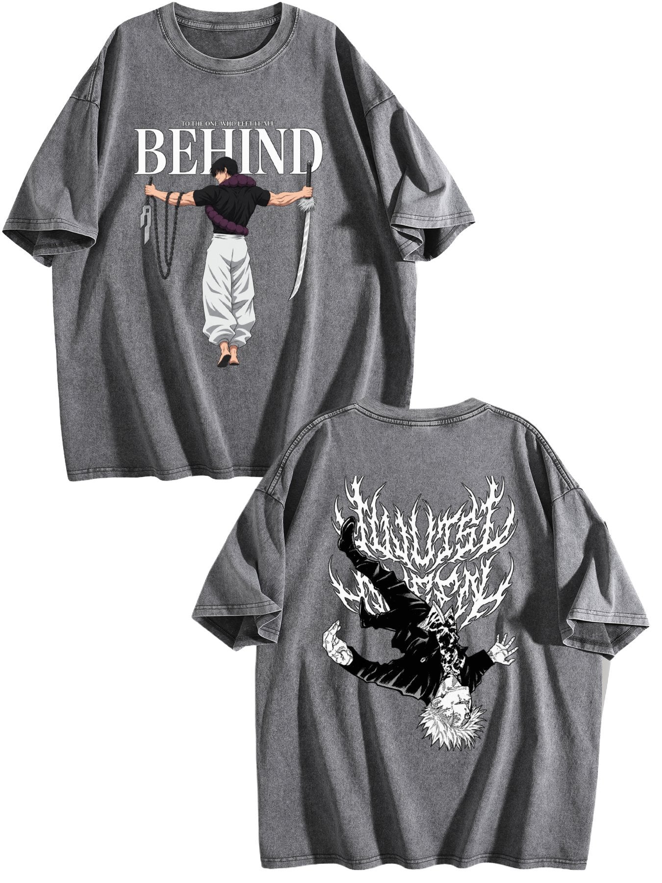 Jujutsu Kaisen Printed Vintage Washed Short‑Sleeve T‑Shirt