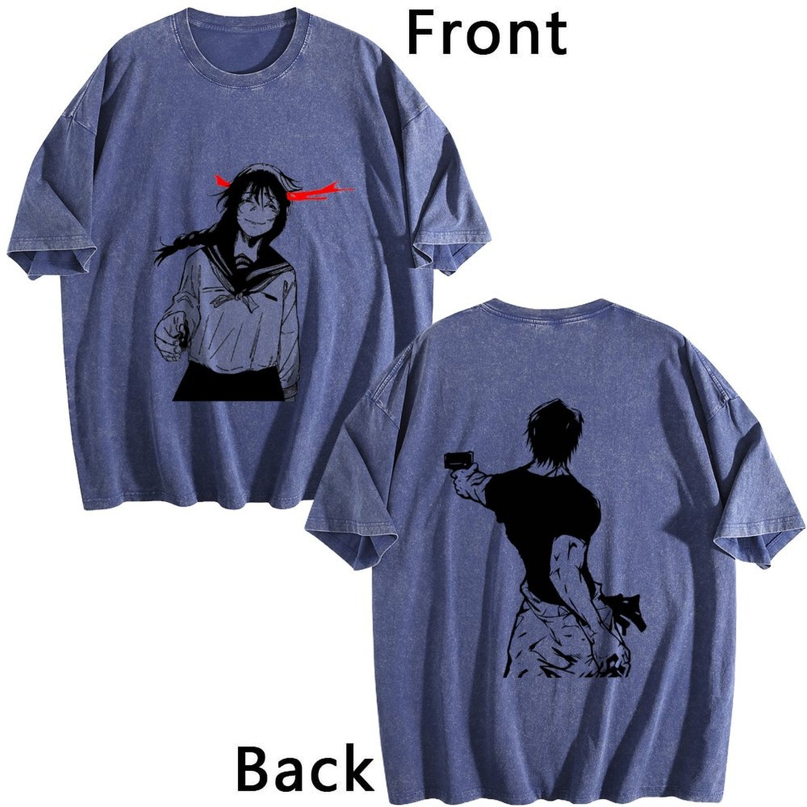 Jujutsu Kaisen Double‑Sided Print Vintage Washed Anime T‑Shirt