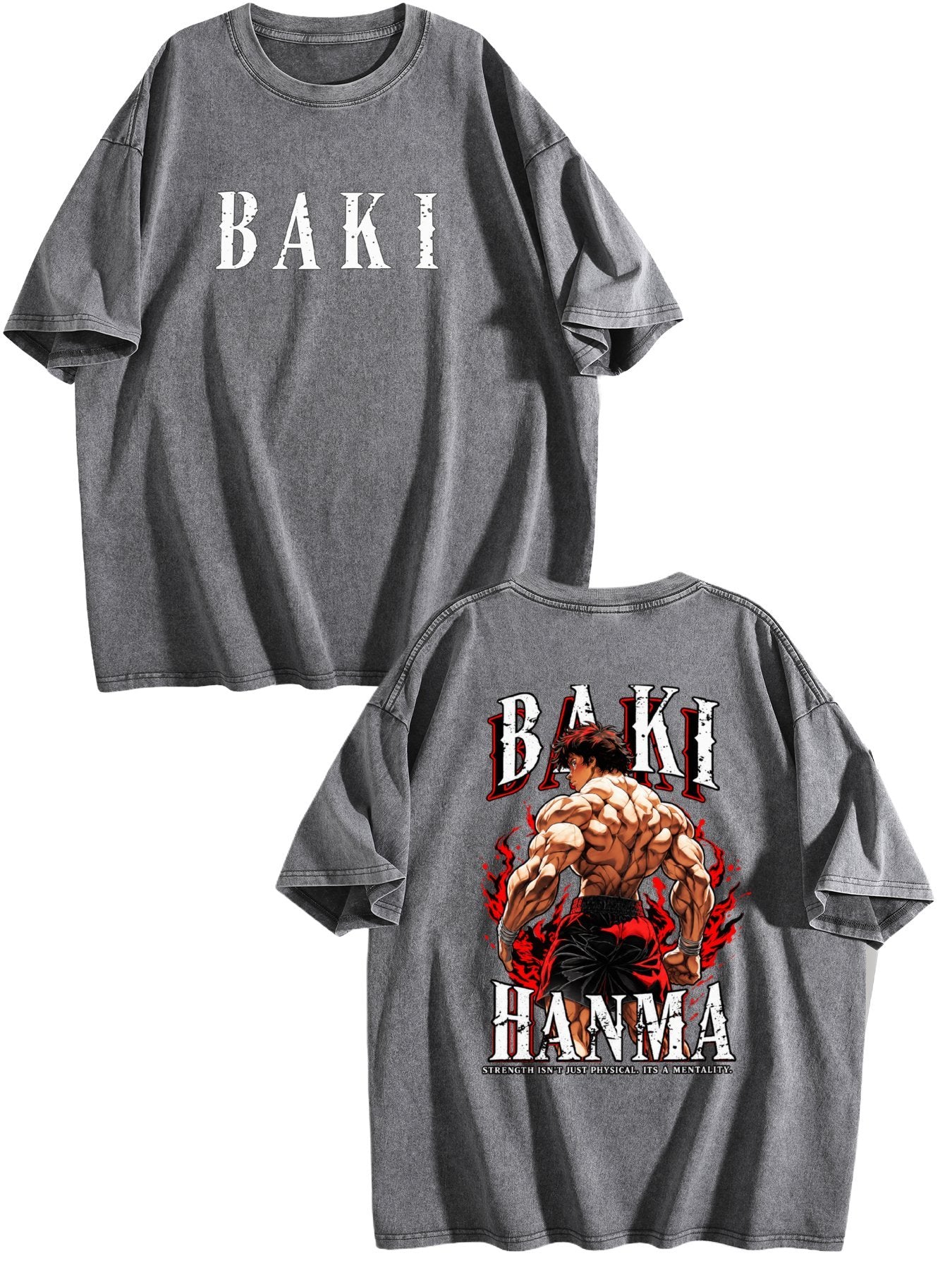Baki Hanma Double‑Sided Print Vintage Washed T‑Shirt