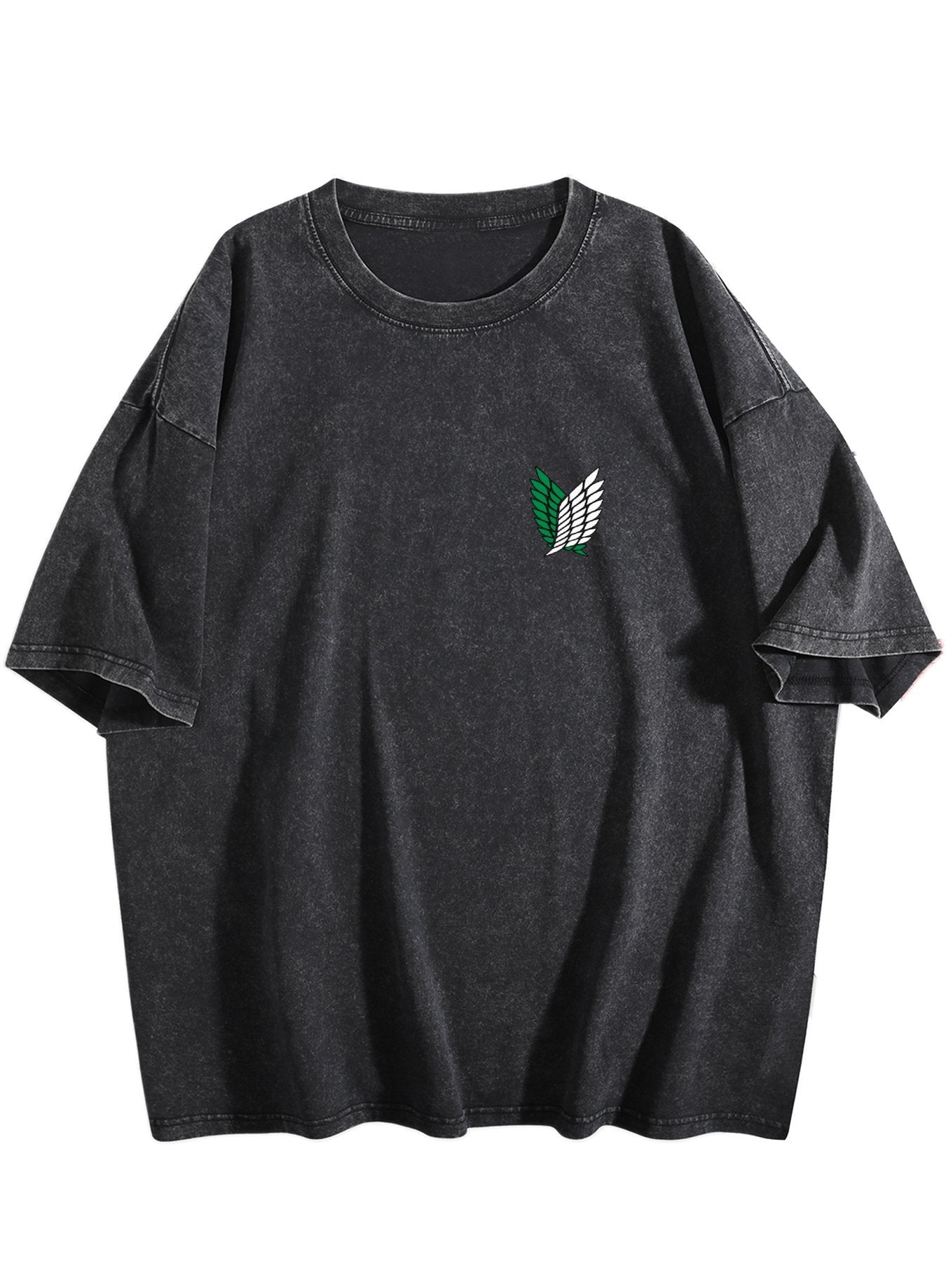 Attack on Titan Black White Group Print Vintage Washed Short‑Sleeve T‑Shirt