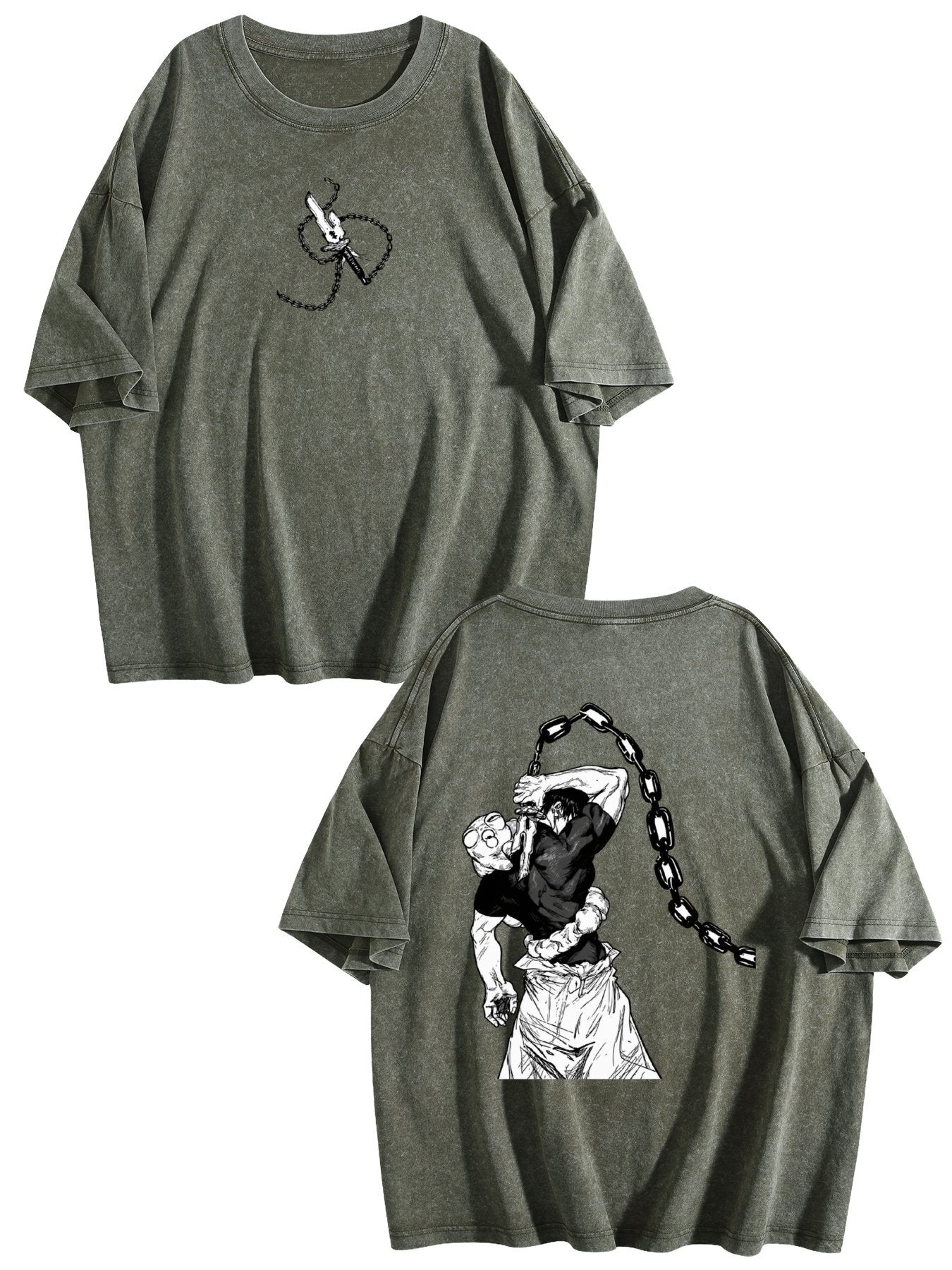Jujutsu Kaisen Hanami Printed Vintage Washed Short‑Sleeve T‑Shirt