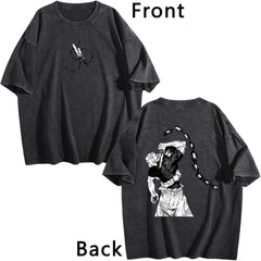 Jujutsu Kaisen Hanami Printed Vintage Washed Short‑Sleeve T‑Shirt