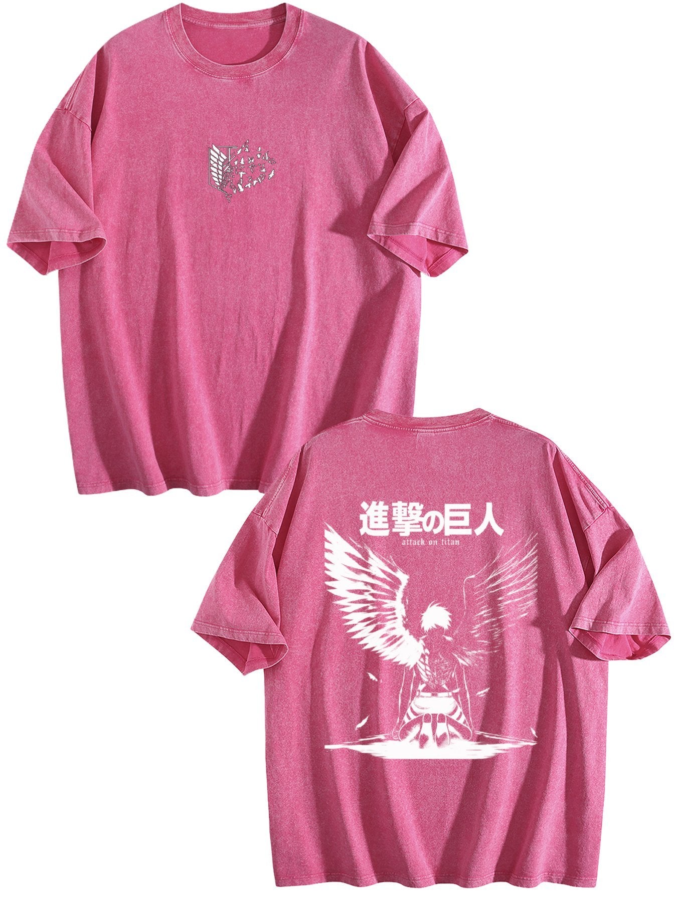 Attack On Titan Freedom Eagle Vintage‑Washed Double‑Sided Anime T‑Shirt