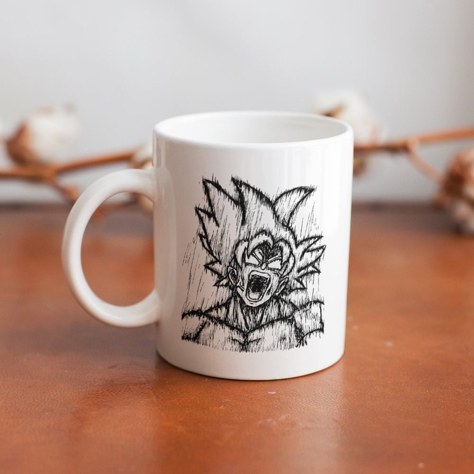 Dragon Ball Goku Rough Sketch Roaring Graphic Ceramic Coffee Mug