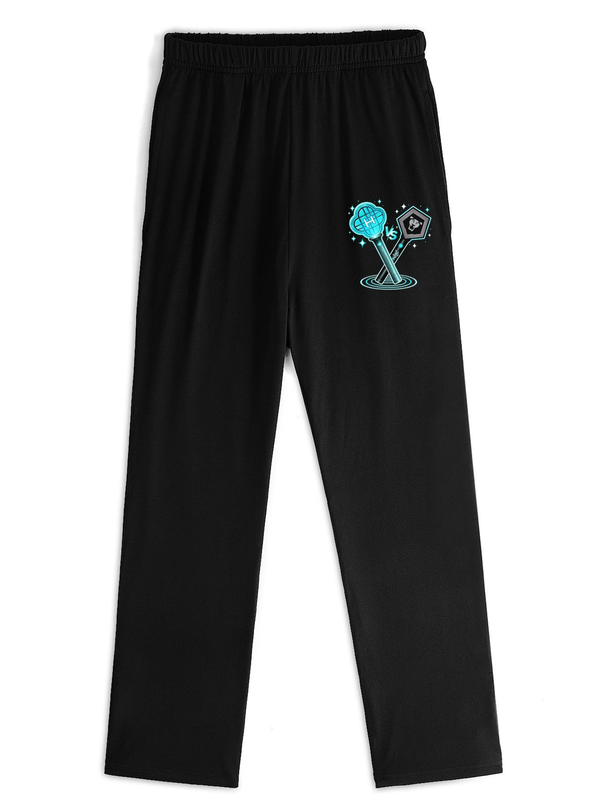 Pop Huntress Squad Cyan Tree‑Symbol Print Casual Sweatpants