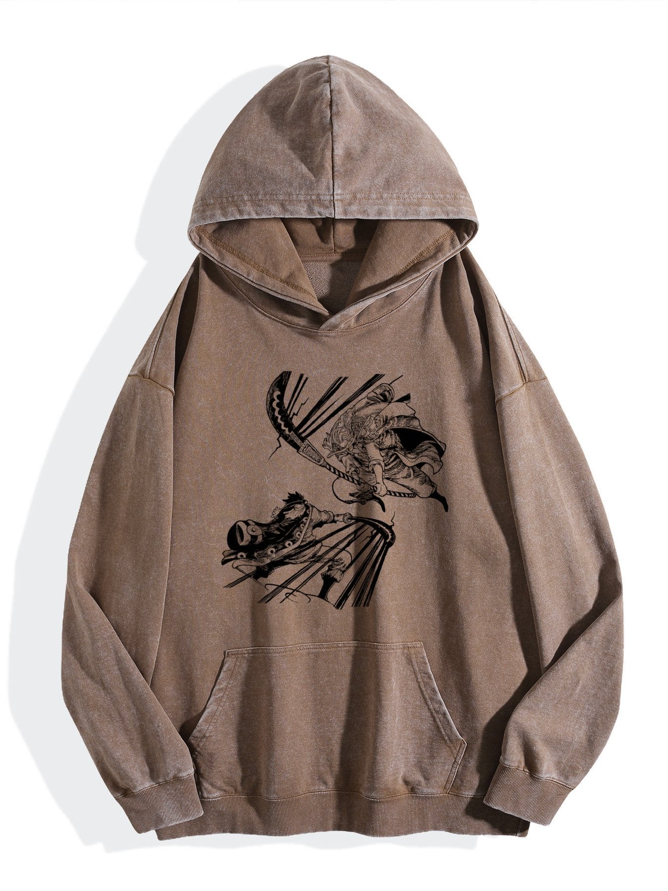 One Piece Anime Graphic Vintage Wash Oversized Hoodie