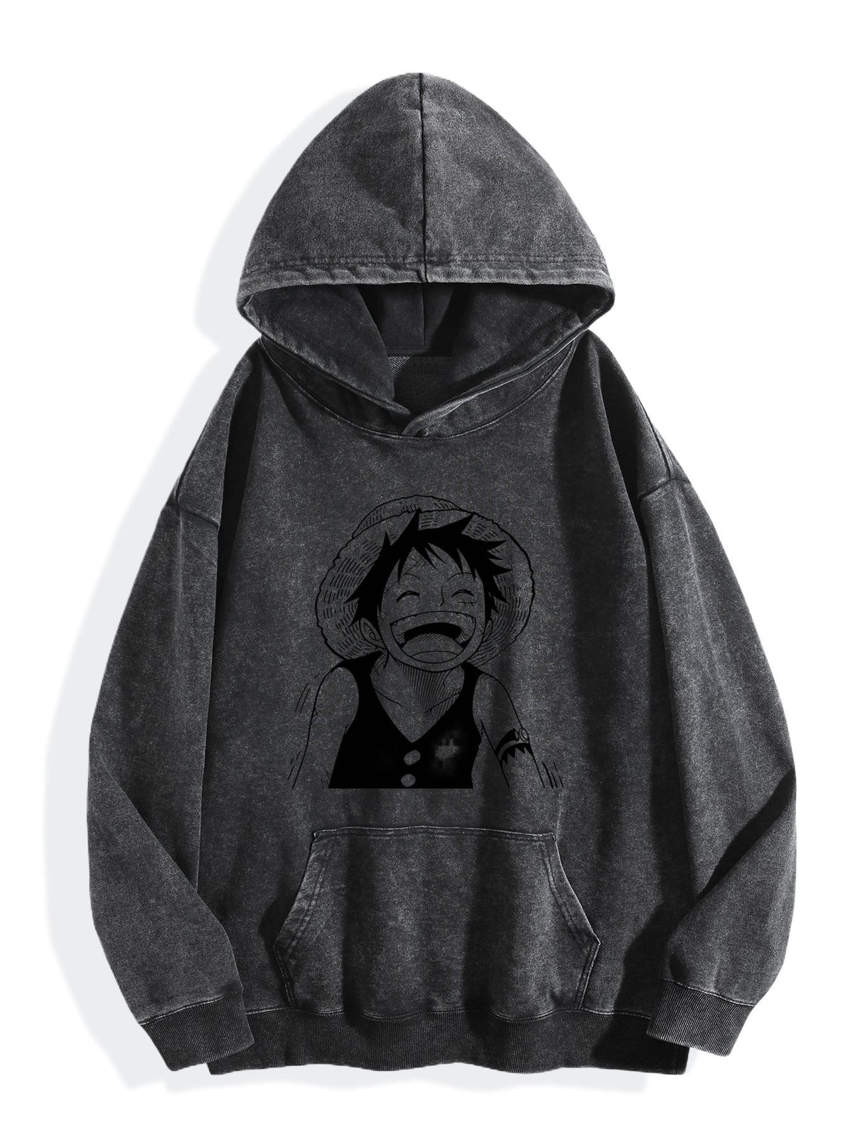 One Piece Smiling Luffy Vintage Wash Oversized Hoodie