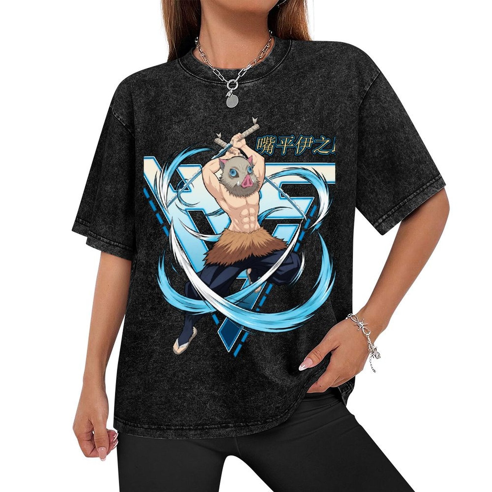 Demon Slayer Inosuke Hashibira Oversized Washed Men Tee