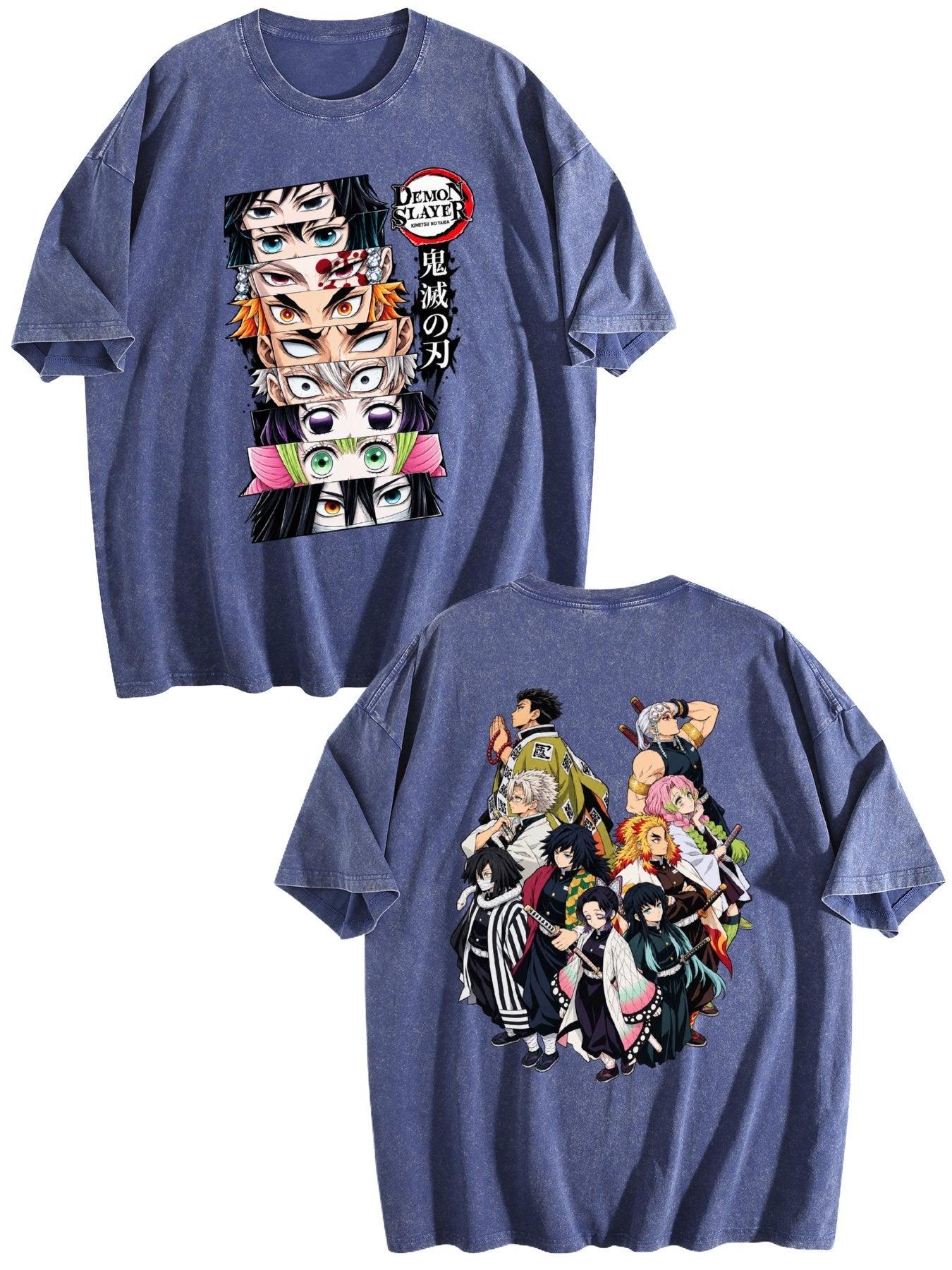 Demon Slayer Hashira Collection Double‑Sided Print Vintage Washed T‑Shirt
