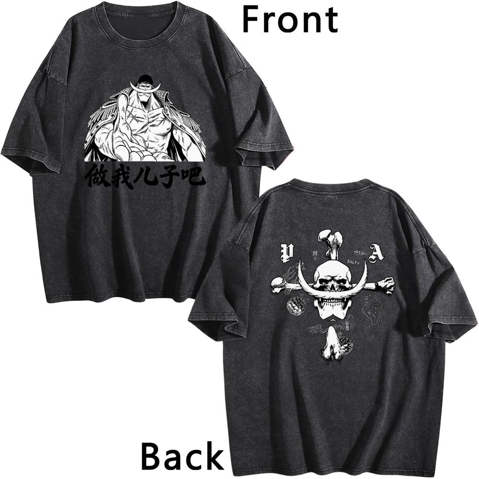 One Piece Whitebeard Printed Washed Short‑Sleeve T‑Shirt