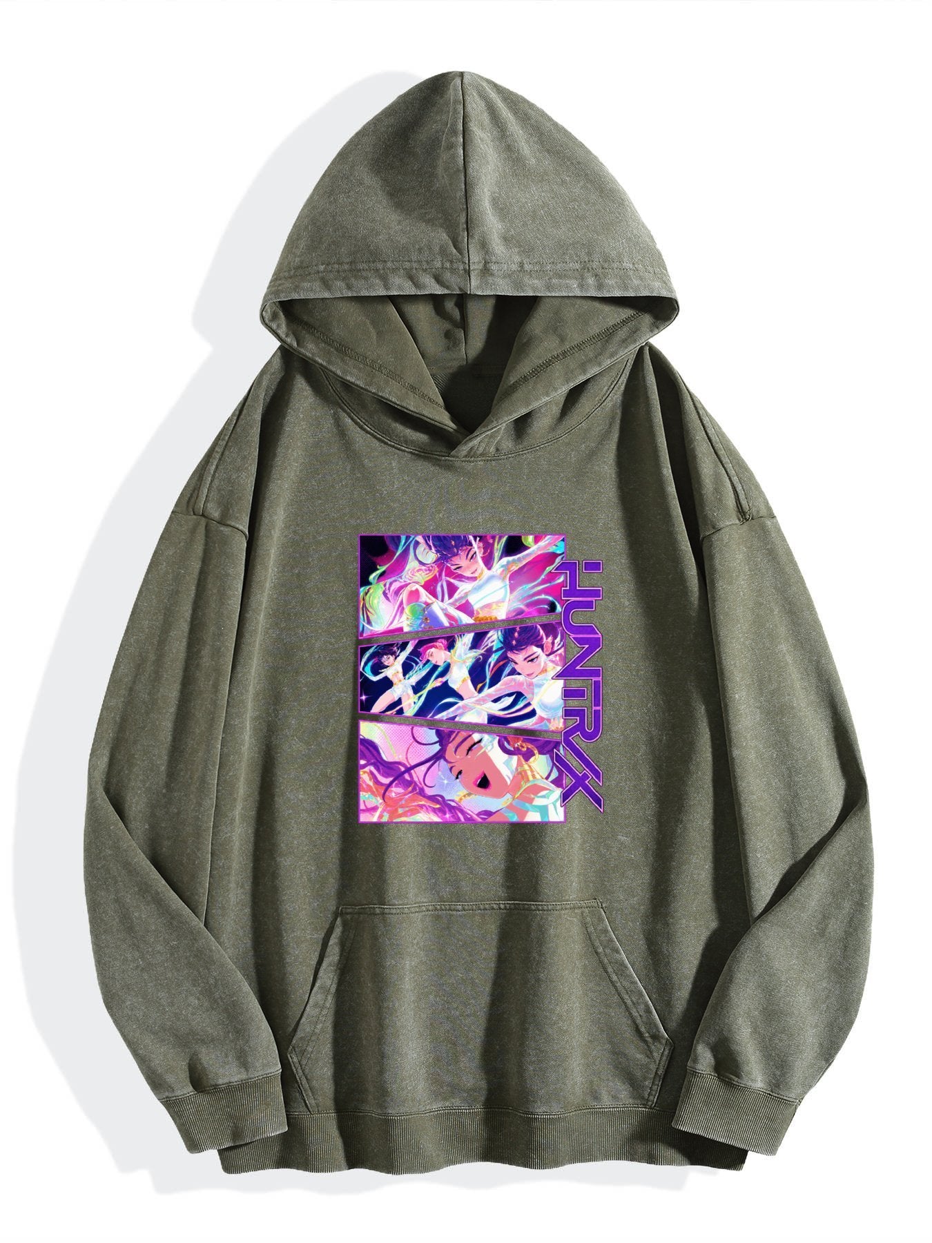 Pop Team Epic Color Psychedelic Square Vintage Wash Oversized Hoodie