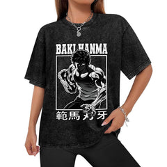 Baki Hanma Vintage Washed Anime Graphic T‑Shirt
