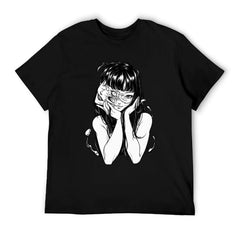 Tomie Junji Ito Black‑White Sketch Anime Short Sleeve T‑Shirt