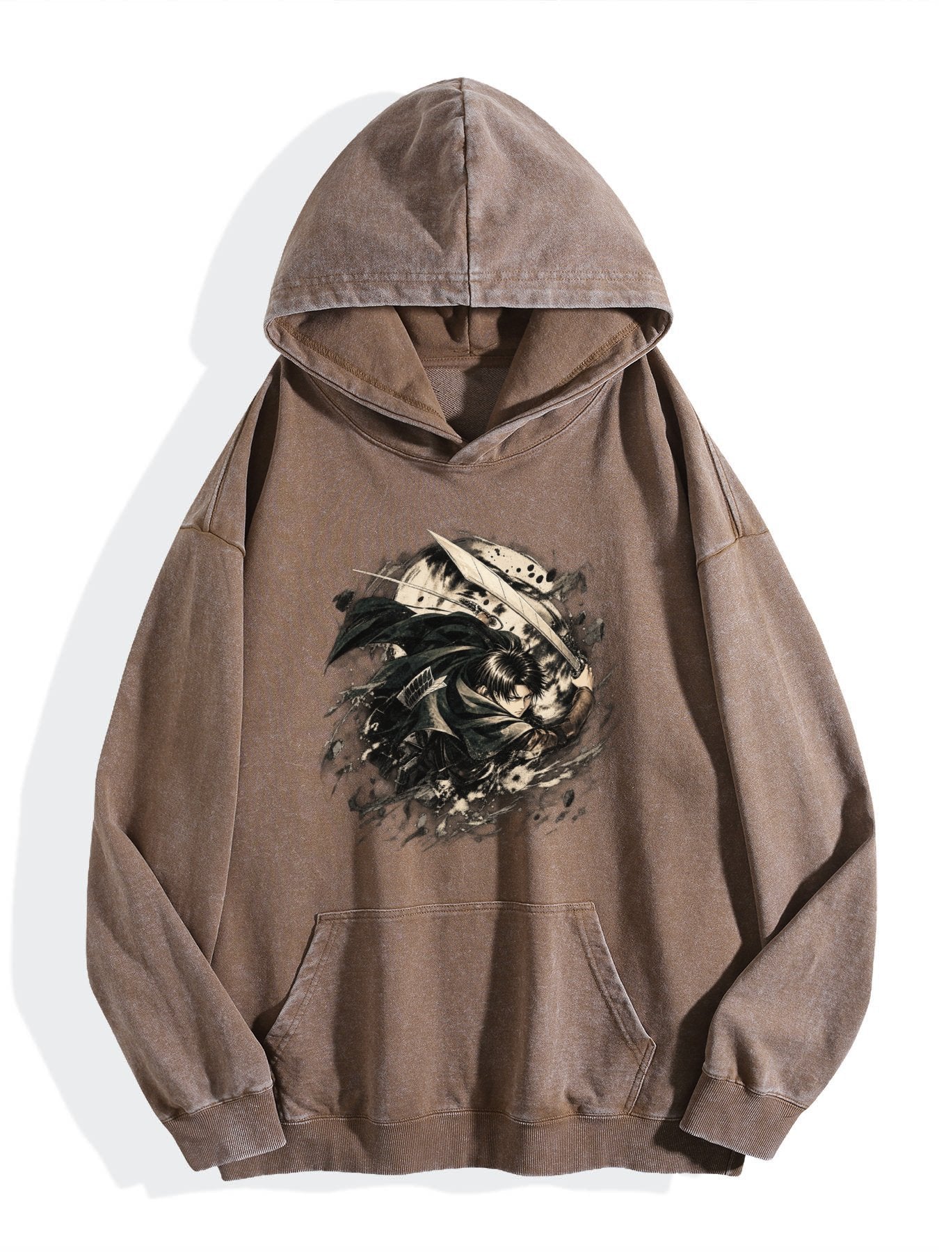 Attack On Titan Eren Circular Vintage Wash Oversized Hoodie