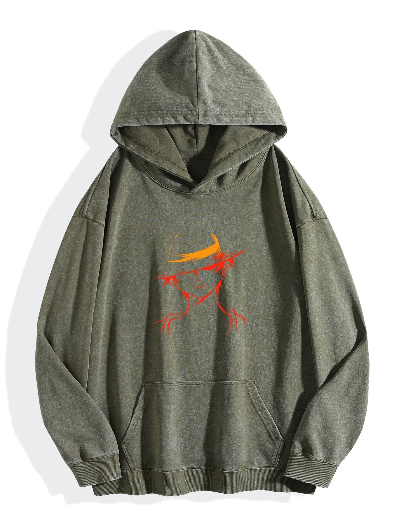 One Piece Luffy Silhouette Vintage Wash Oversized Hoodie