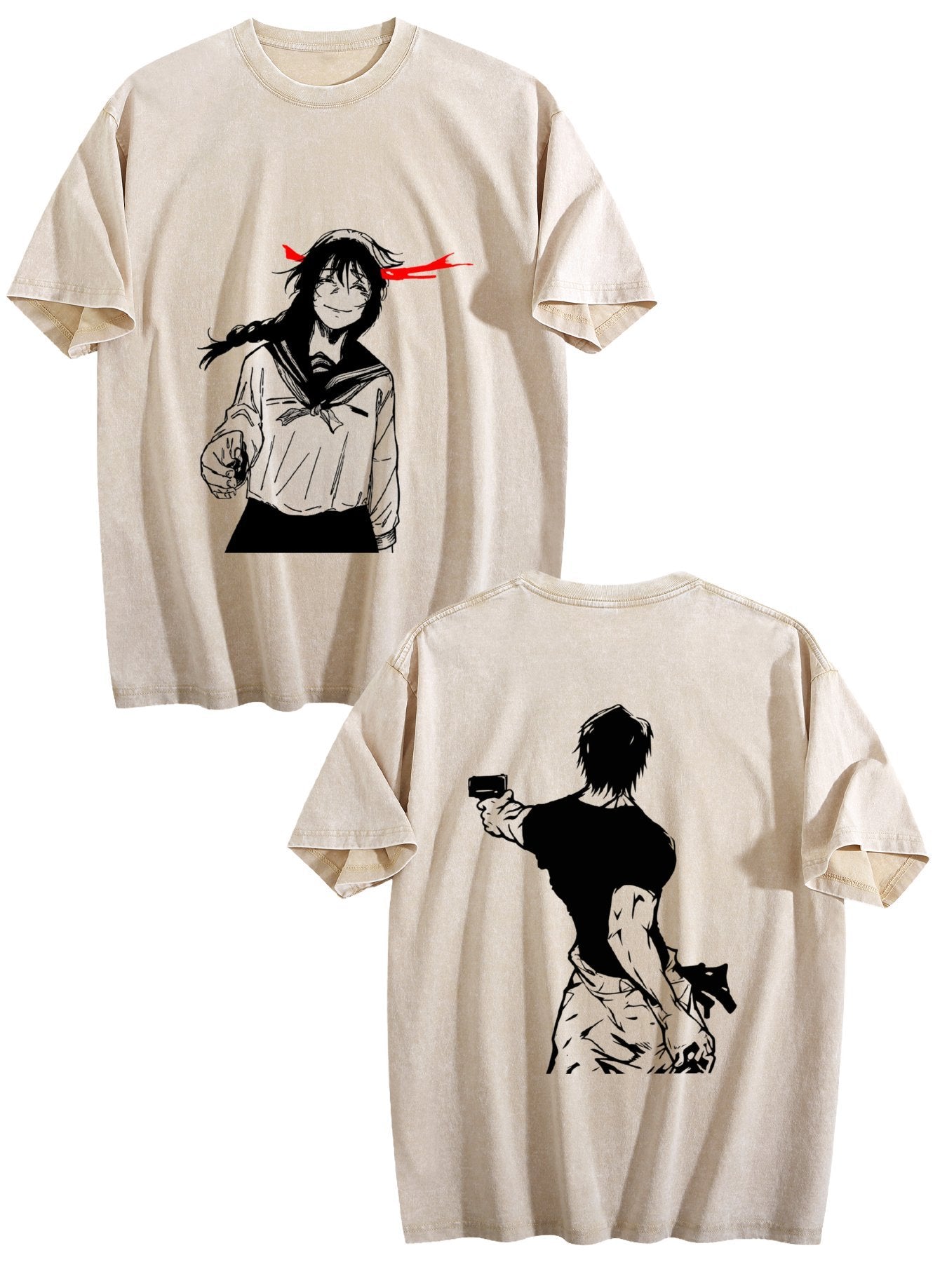 Jujutsu Kaisen Double‑Sided Print Vintage Washed Anime T‑Shirt