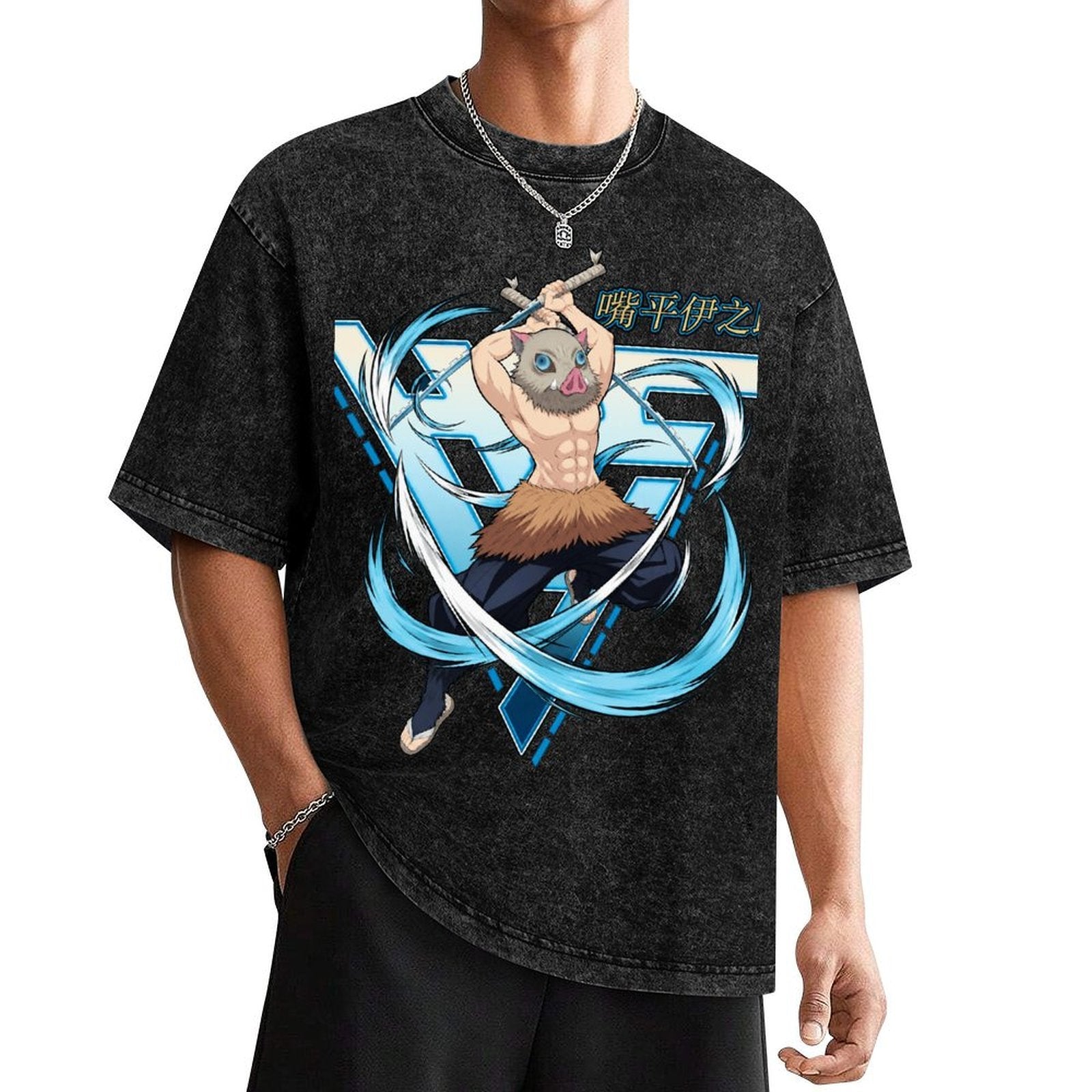Demon Slayer Inosuke Hashibira Oversized Washed Men Tee