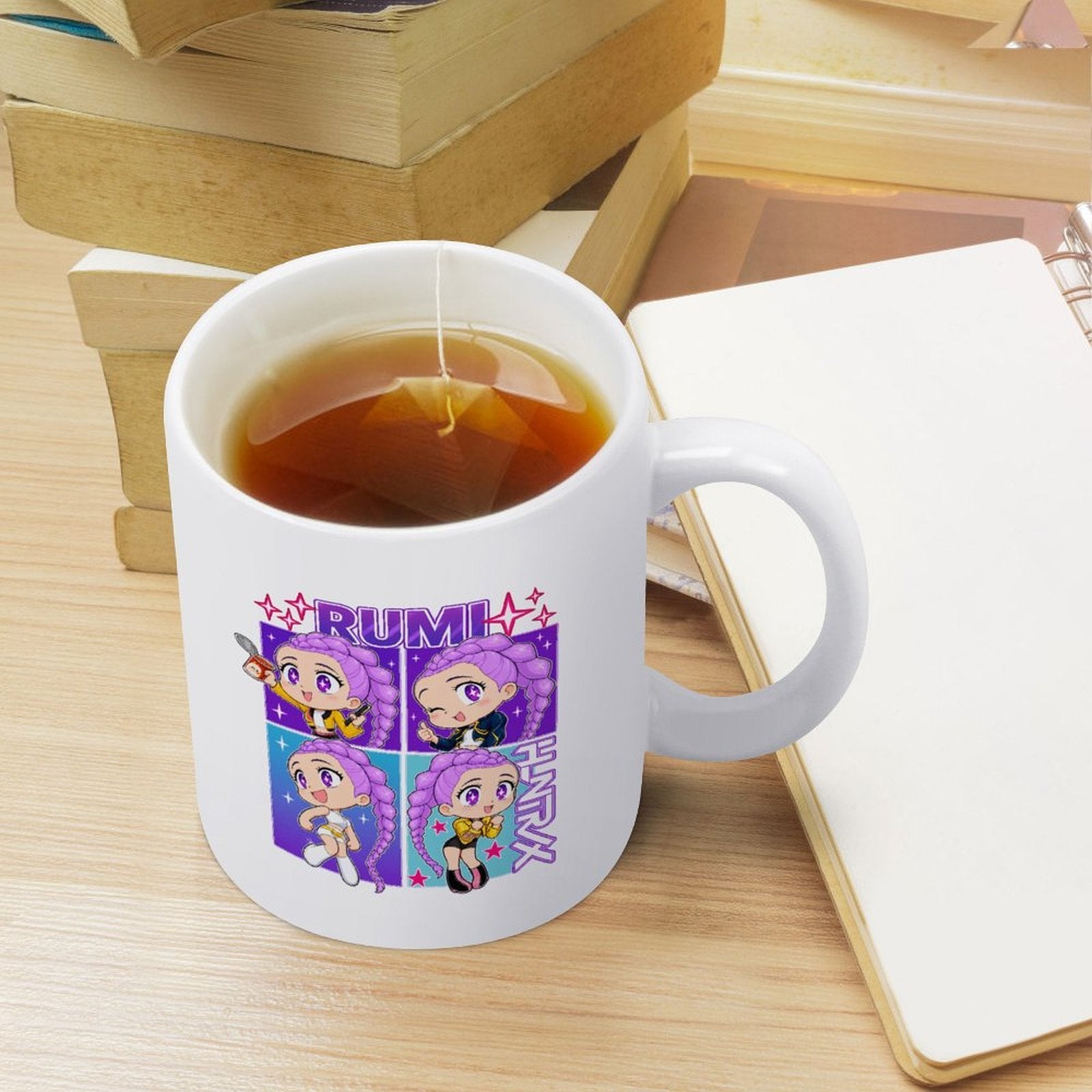 Pop Hunt Witch Squad Rumi Chibi Four‑Panel 11oz Anime Ceramic Mug