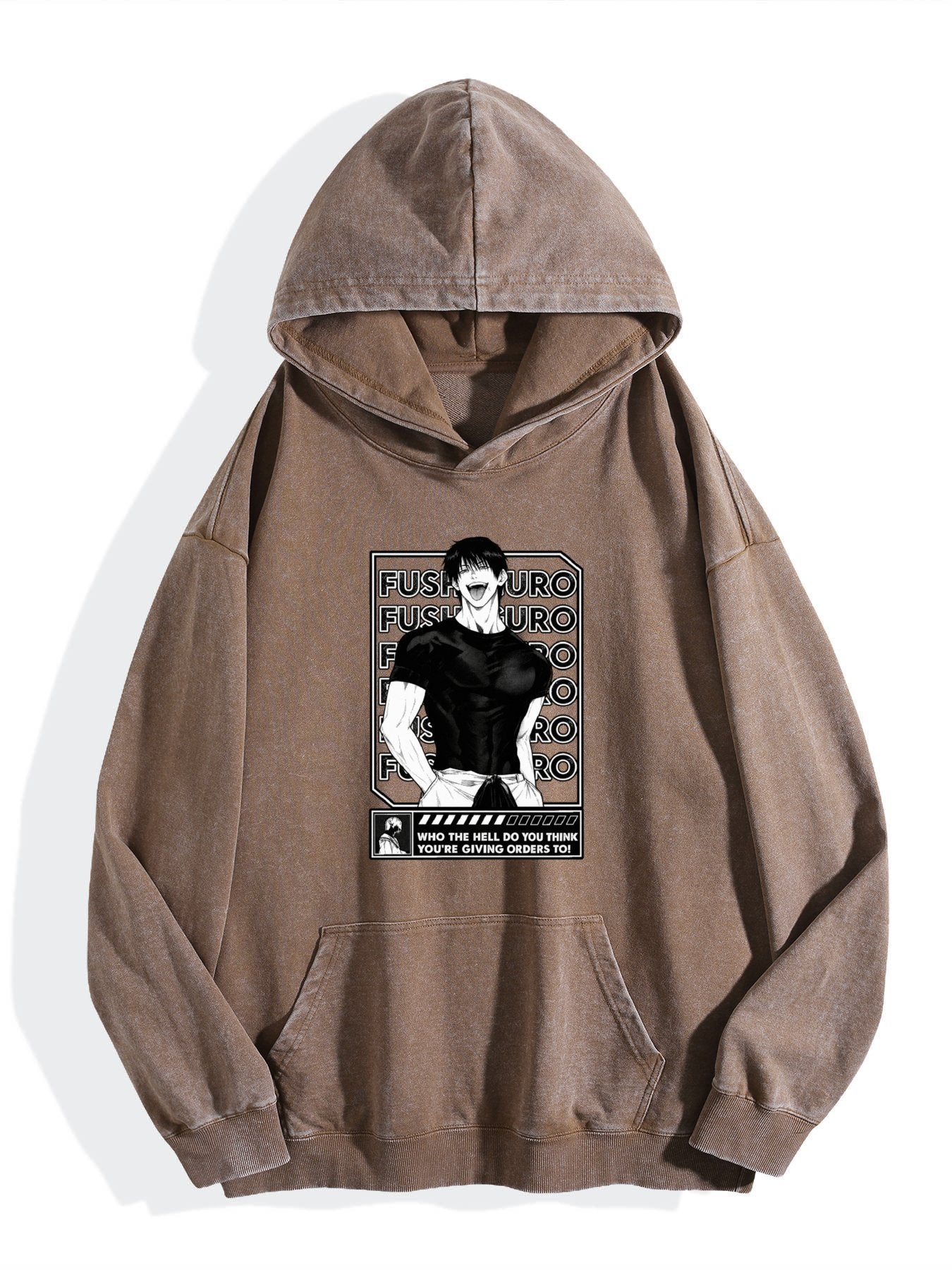 Jujutsu Kaisen Fushiguro Framed Monochrome Vintage Wash Oversized Hoodie