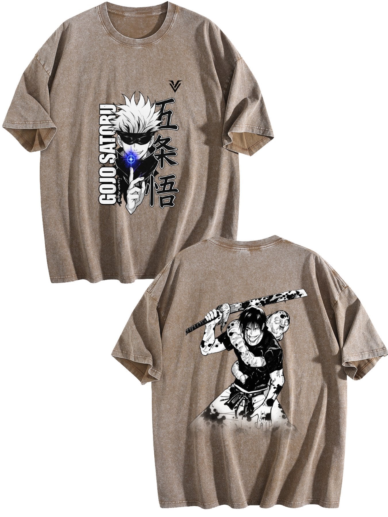 Jujutsu Kaisen Gojo Satoru Printed Vintage Washed Short‑Sleeve T‑Shirt