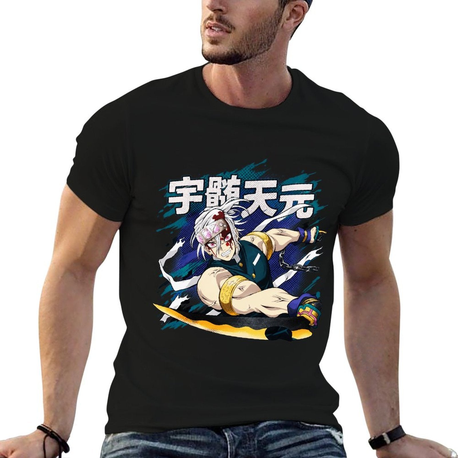 Demon Slayer Tengen Uzui Battle Pose Graphic Men Tee