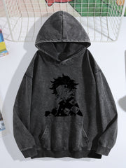 Demon Slayer Tanjiro Silhouette Vintage Wash Hoodie