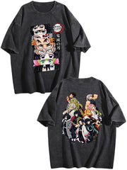 Demon Slayer Hashira Collection Double‑Sided Print Vintage Washed T‑Shirt