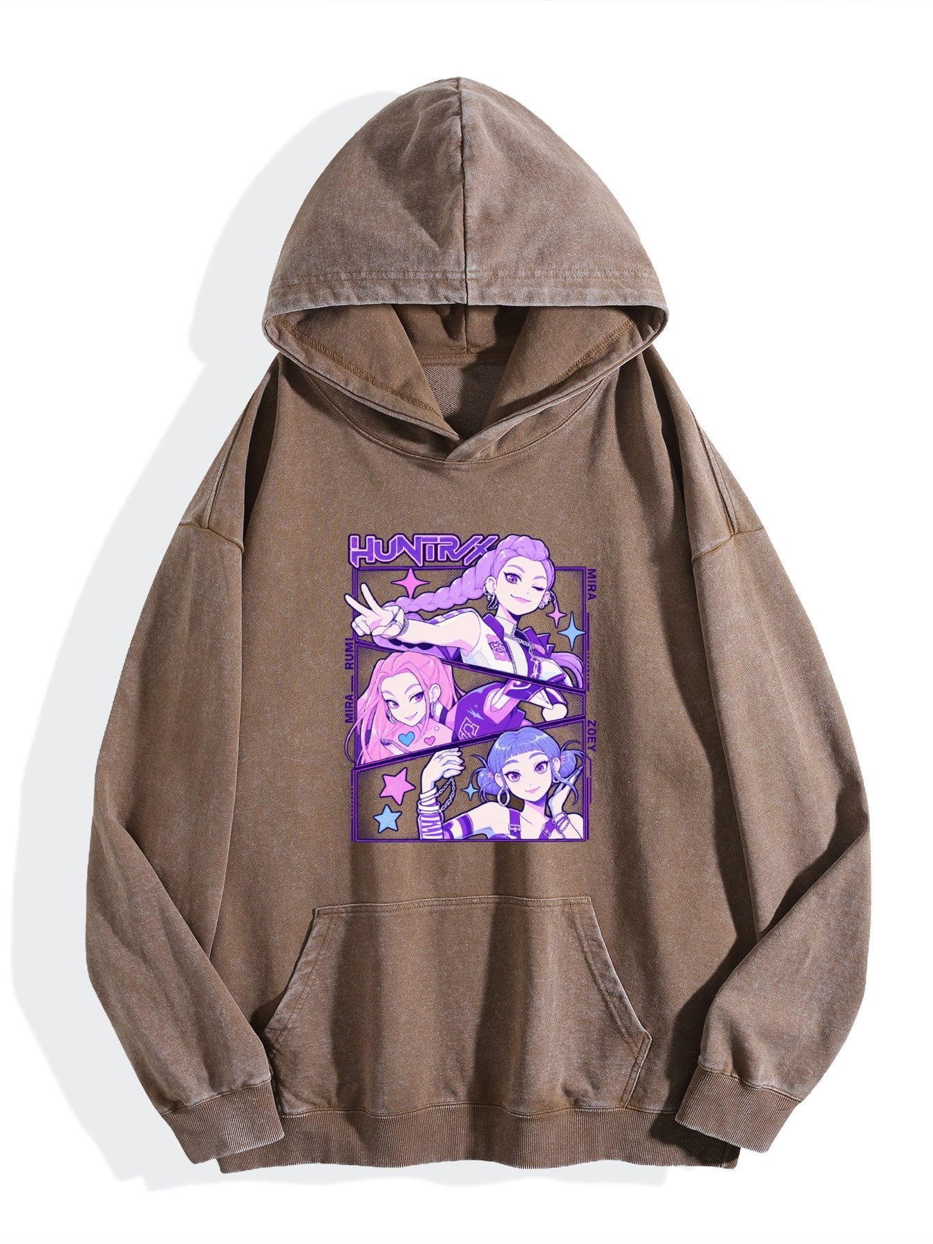 Pop Demon Hunters Multi‑Character Purple Vintage Wash Hoodie