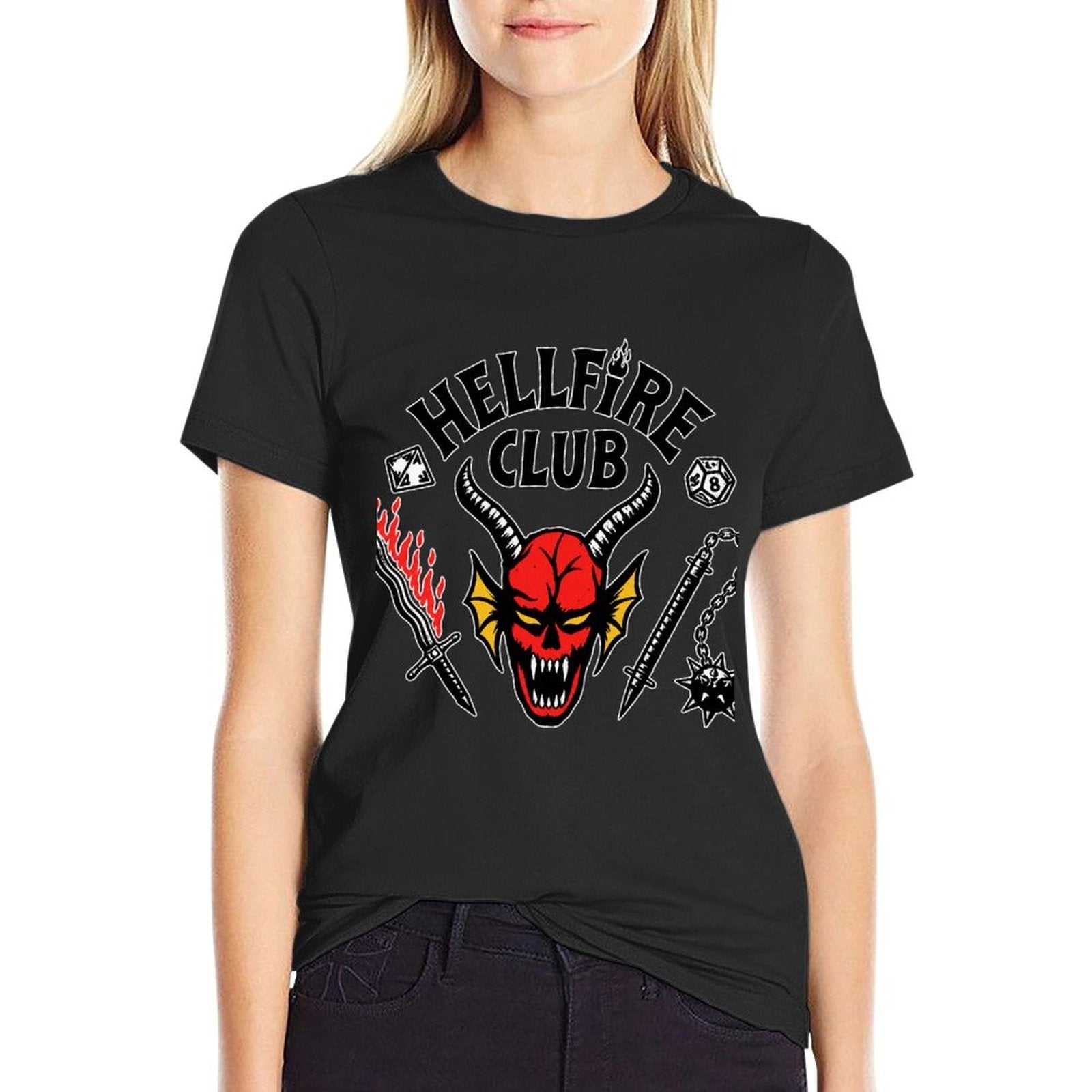 Kpop Demon Hunters Hellfire Club Demon Head Weapon Graphic Men Tee