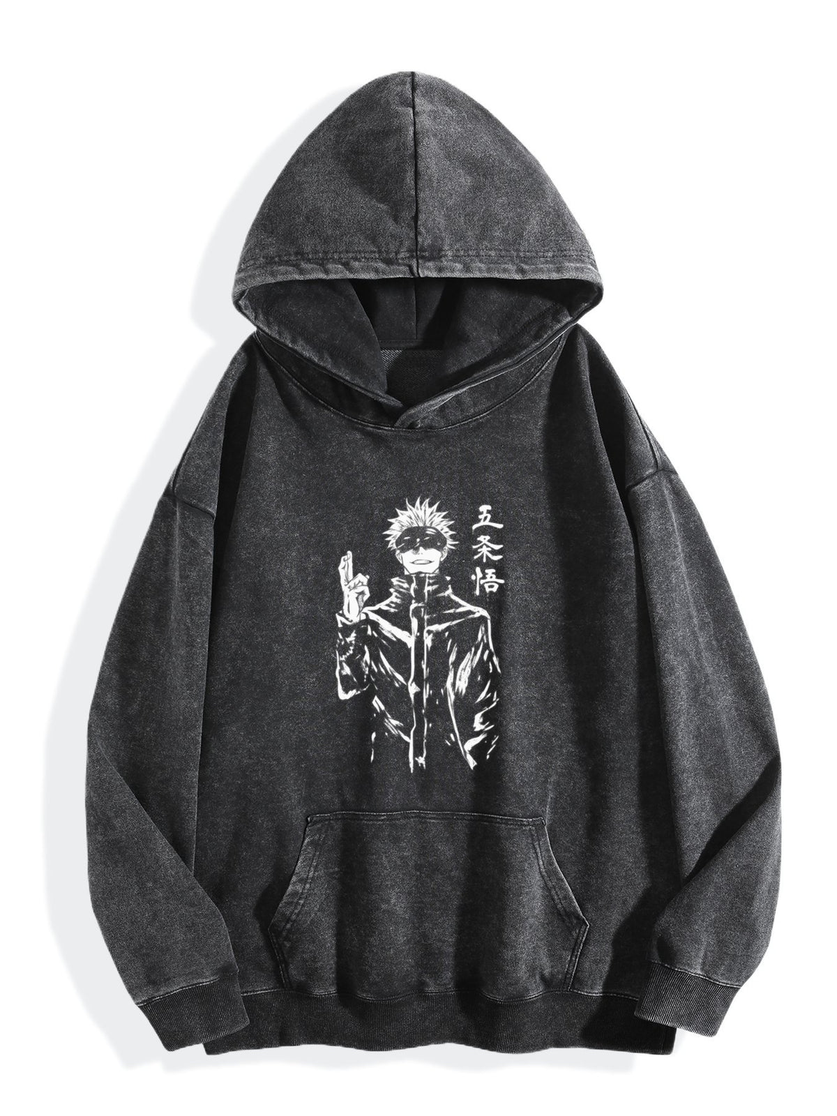 Jujutsu Kaisen Gojo Satoru Monochrome Vintage Wash Oversized Hoodie