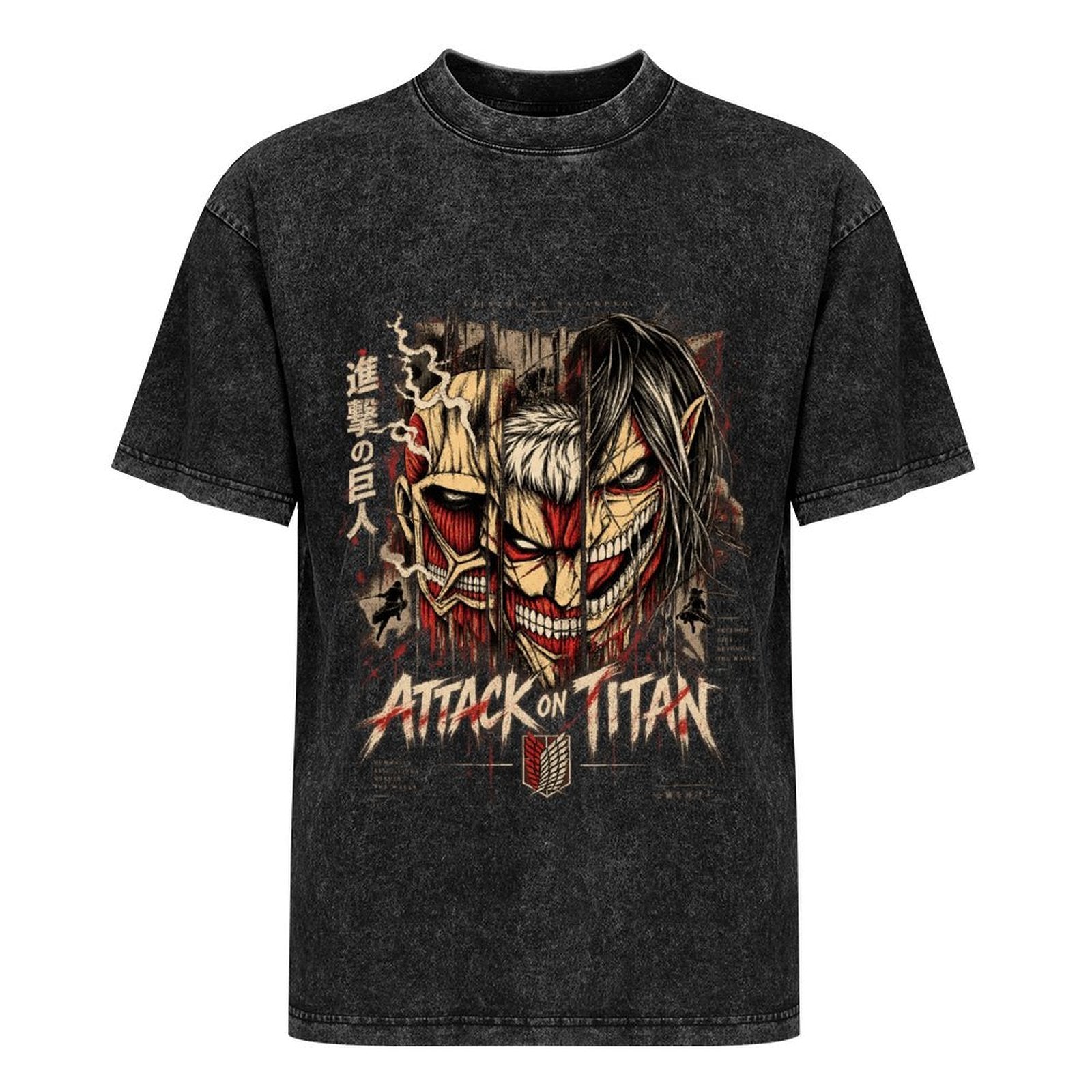 Attack On Titan Multi‑Titan Collage Oversized Washed Men Tee