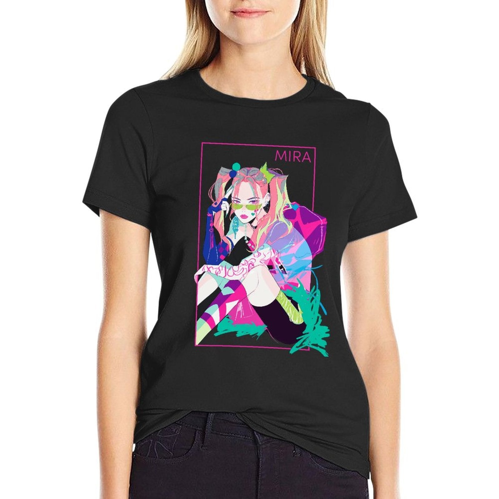 Kpop Demon Hunters Mira Vaporwave Framed Portrait Graphic Men Tee