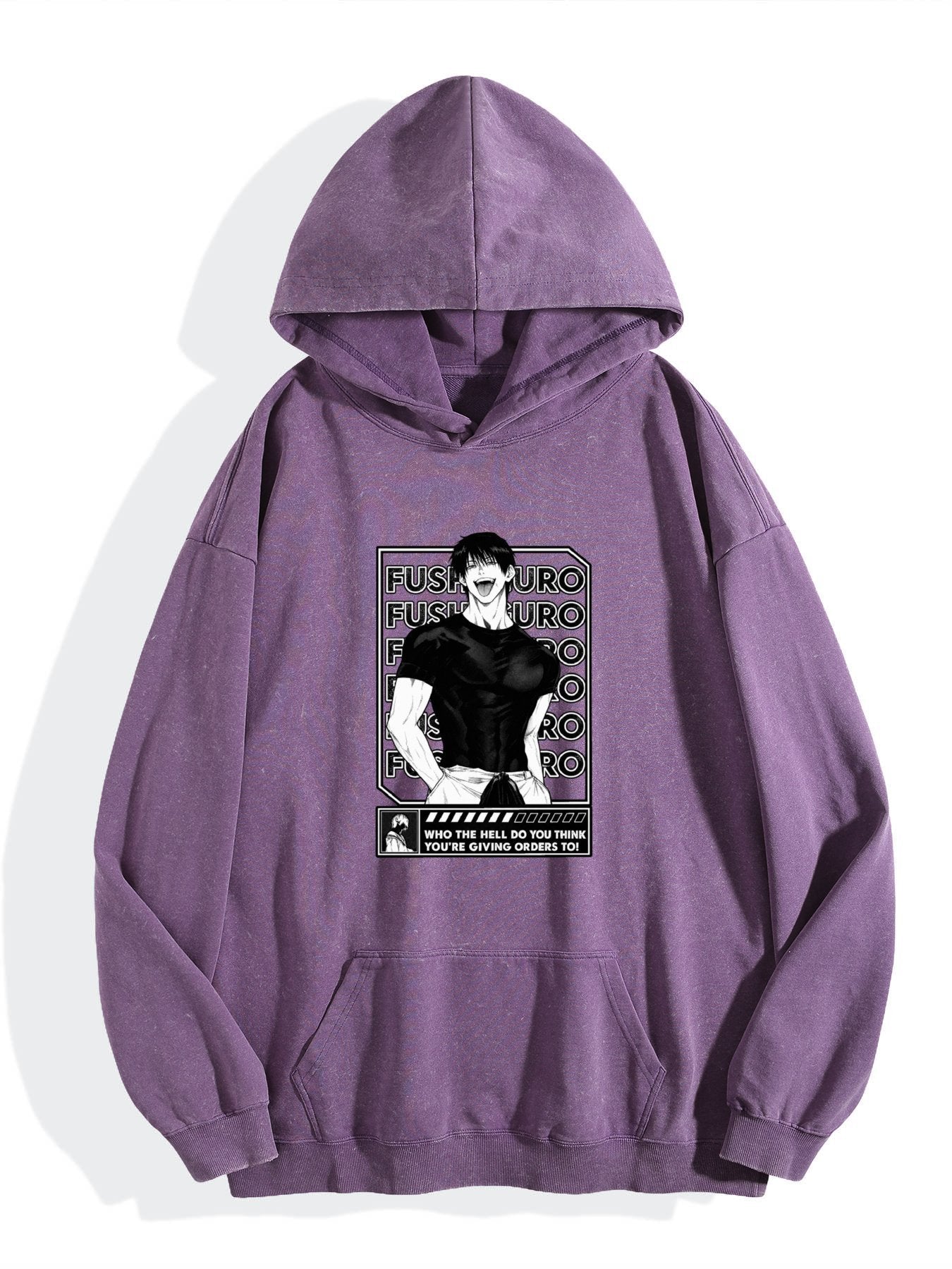 Jujutsu Kaisen Fushiguro Framed Monochrome Vintage Wash Oversized Hoodie