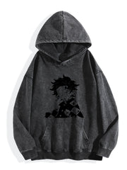 Demon Slayer Tanjiro Silhouette Vintage Wash Hoodie