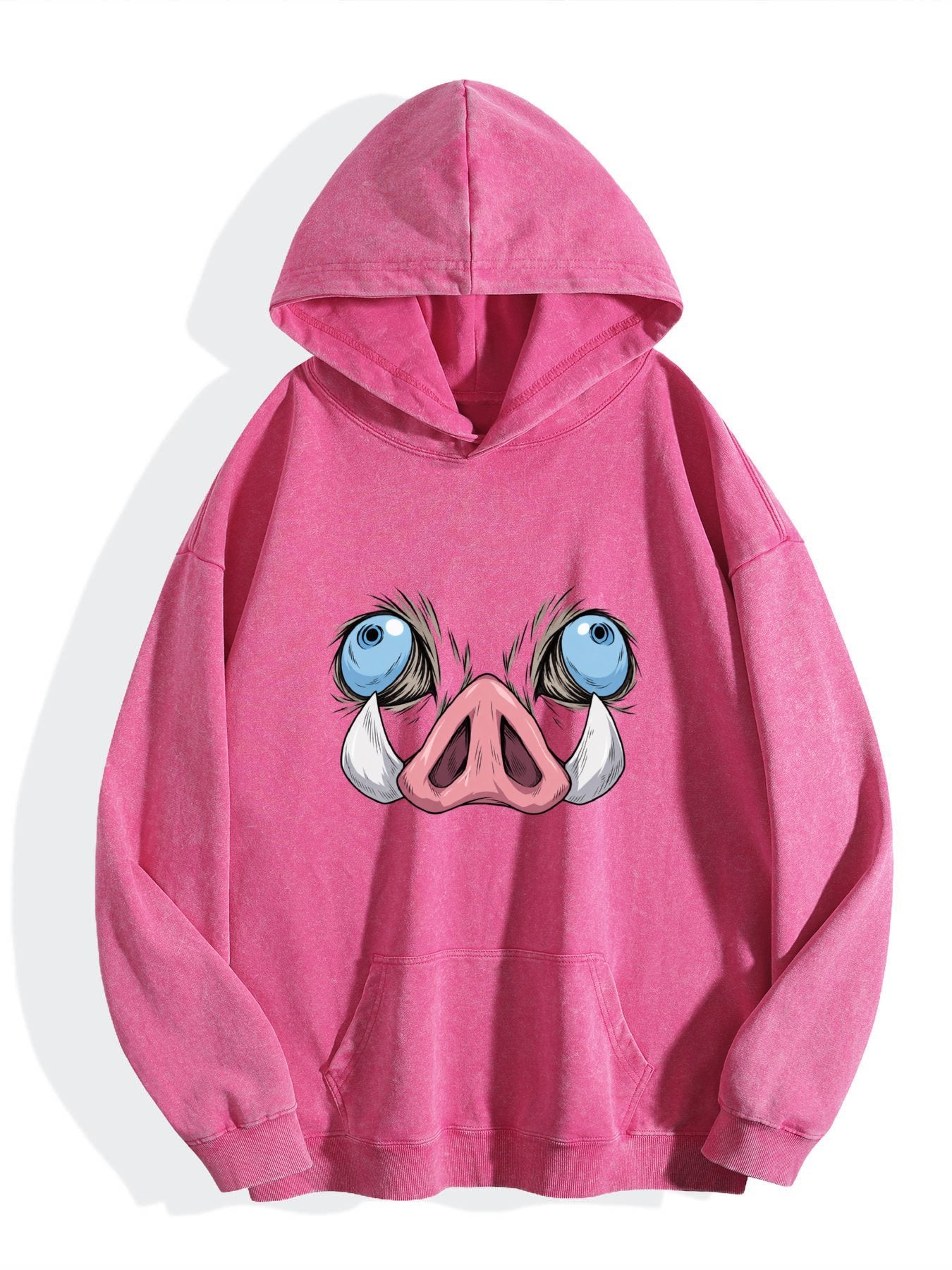 Demon Slayer Inosuke Boar Mask Vintage Wash Oversized Hoodie
