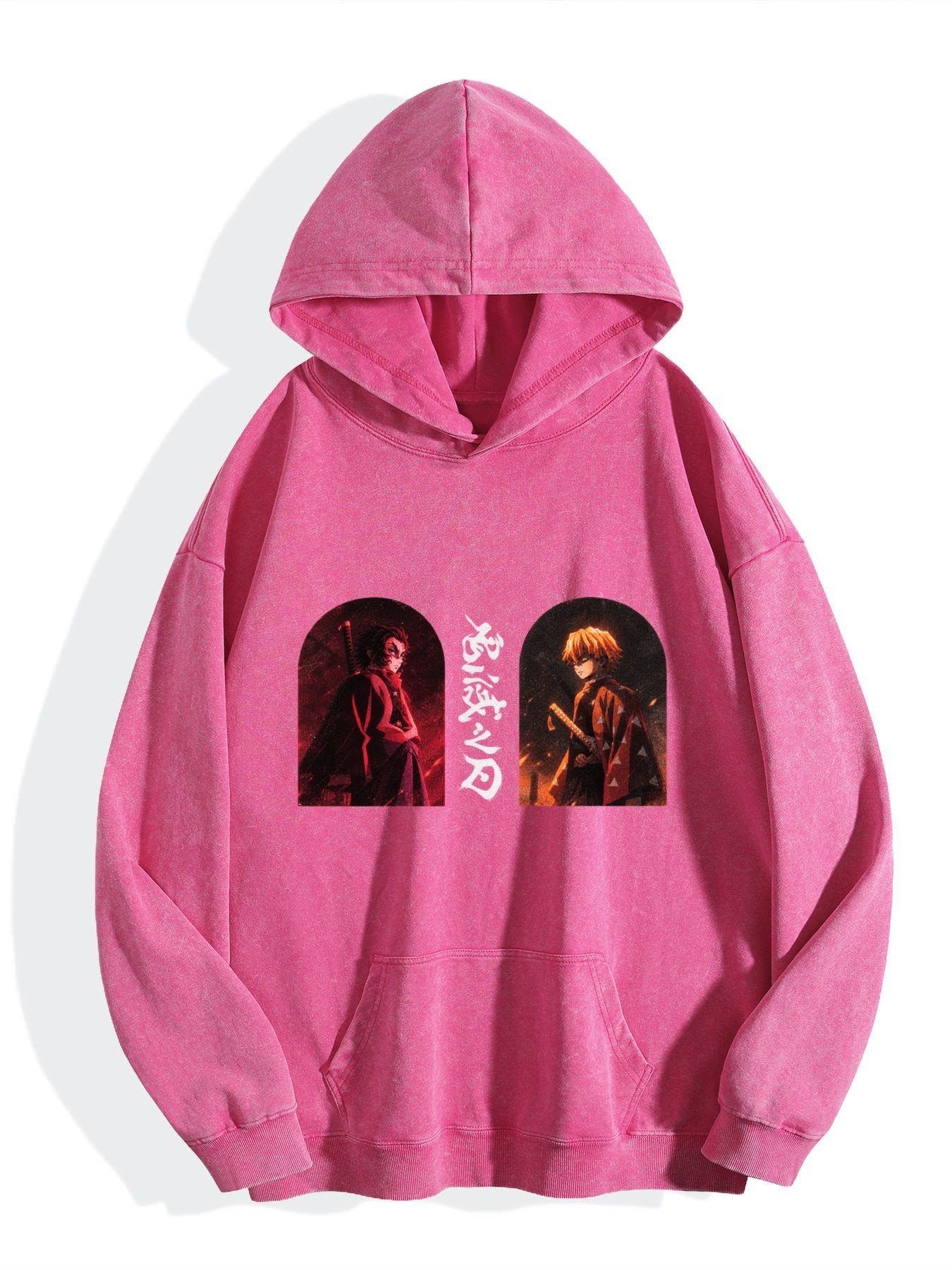 Demon Slayer Dual Character Arch Frame Vintage Wash Oversized Hoodie