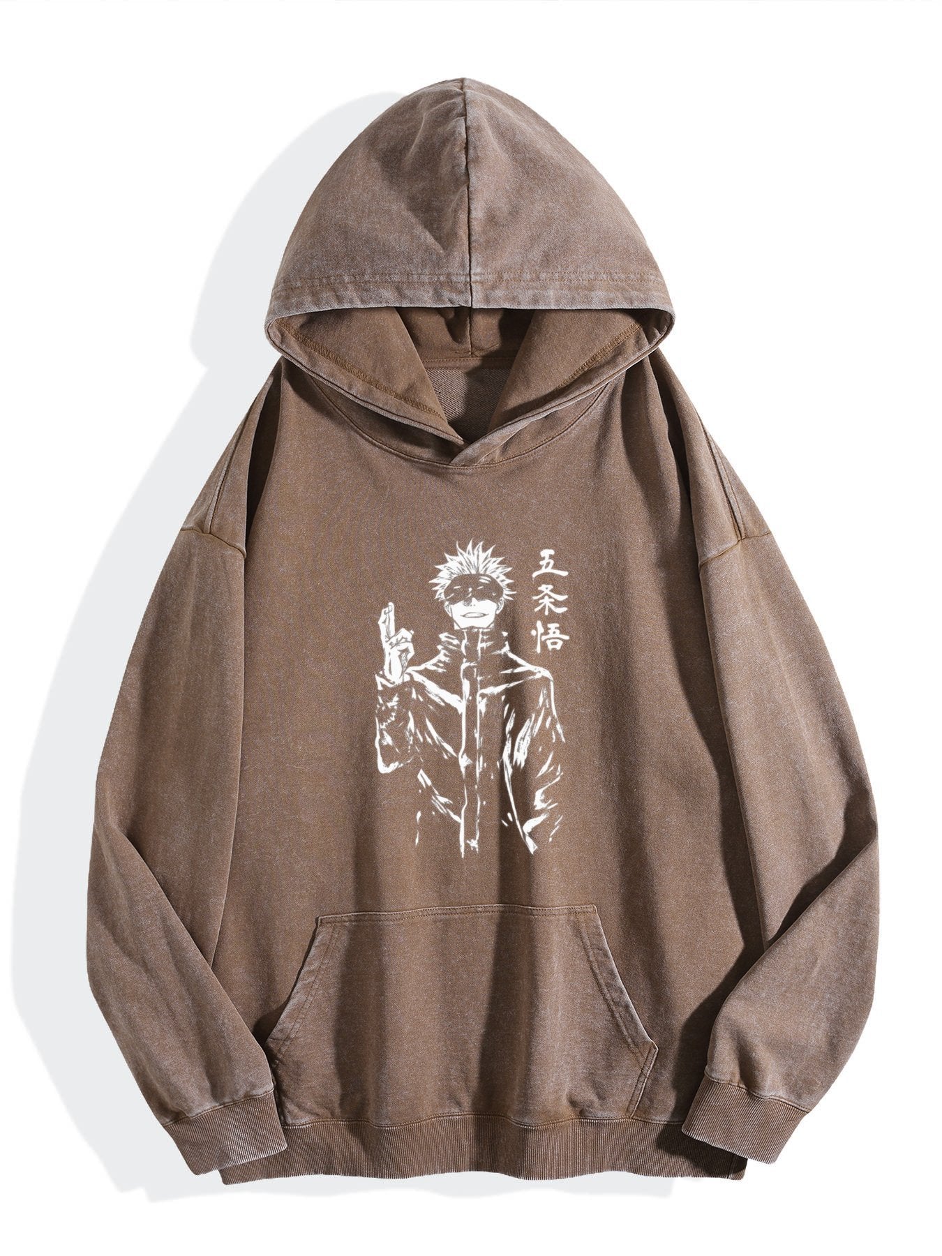 Jujutsu Kaisen Gojo Satoru Monochrome Vintage Wash Oversized Hoodie