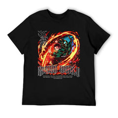 Demon Slayer Tanjiro Fire Breath Metal Style Graphic Men Tee