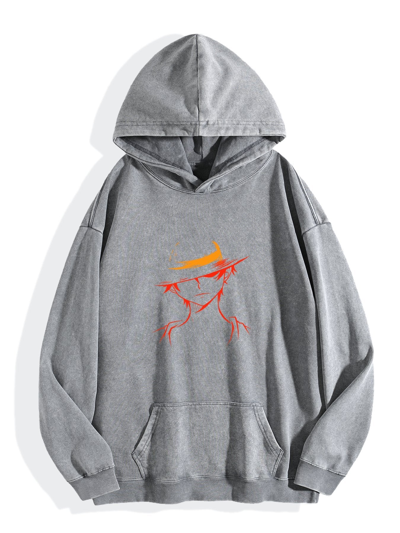 One Piece Luffy Silhouette Vintage Wash Oversized Hoodie