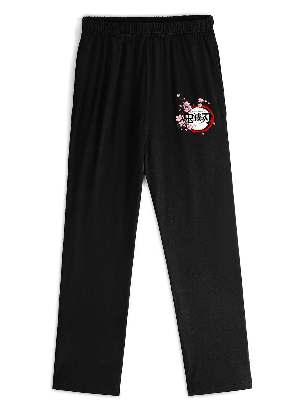 Demon Slayer Cherry‑Blossom Badge Print Casual Sweatpants